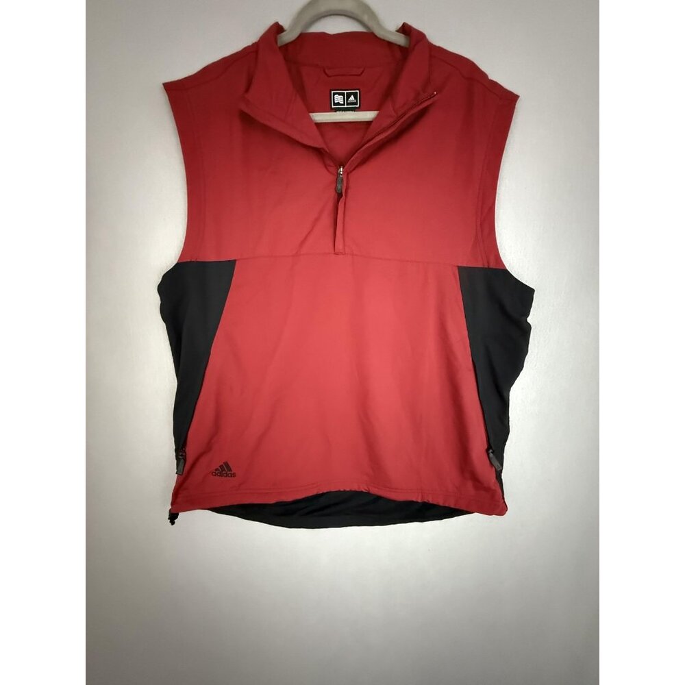 Adidas ClimaProof Vest Mens Large Red Black‎ Wind Resistant Quarter Zip 825261